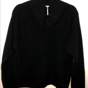 Free People black fuzzy cropped turtle neck!